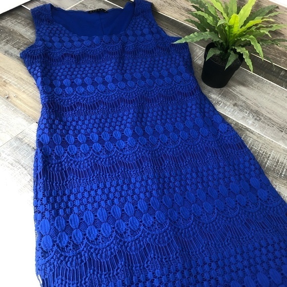 Tiana B Royal Blue Laced Fully Lined Dress Size S - Picture 5 of 8